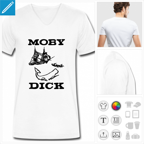 t-shirt homme moby dick  personnaliser et imprimer en ligne