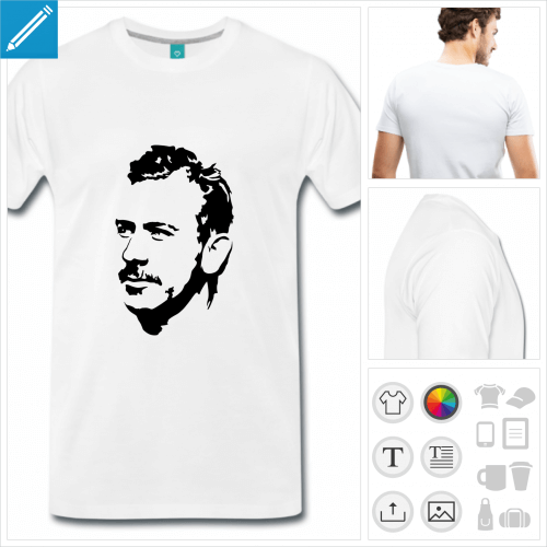 t-shirt blanc Steinbeck  personnaliser, impression unique