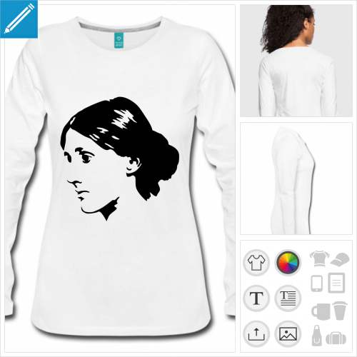 tee-shirt Virginia Woolf personnalisable, impression  l'unit