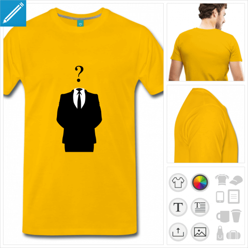 t-shirt jaune logo anonymous personnalisable