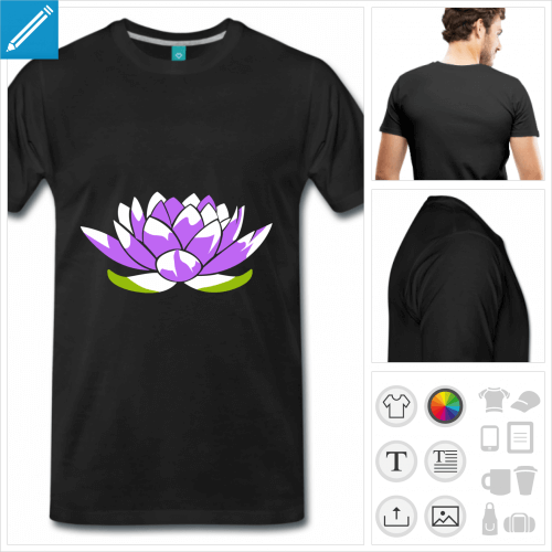 T-shirt lotus, fleur de lotus 3 couleurs  imprimer en ligne, personnalisez les couleurs.