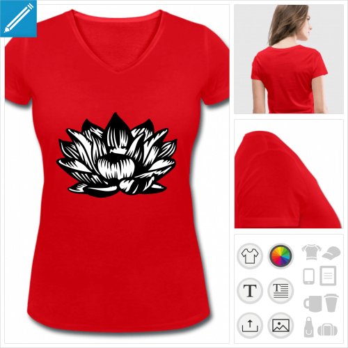 t-shirt femme fleur de lotus  crer en ligne