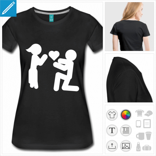 t-shirt femme picto love  personnaliser et imprimer en ligne