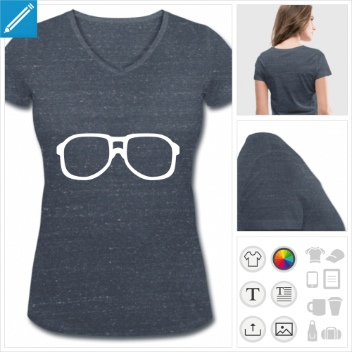 t-shirt femme lunettes nerd  personnaliser, impression unique