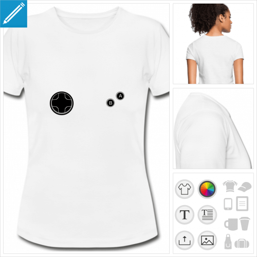 t-shirt blanc jeu vido personnalisable