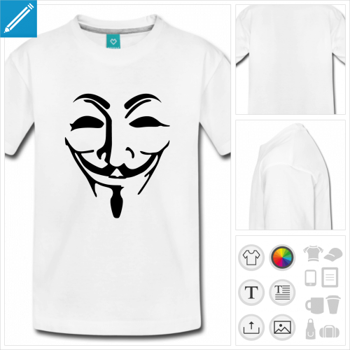 t-shirt basic masque fawkes à créer en ligne
