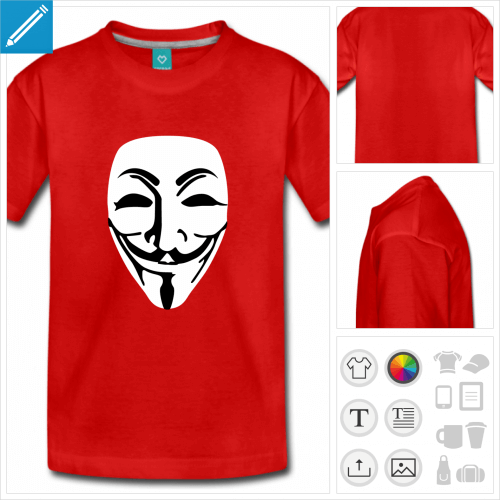 t-shirt pour adolescent guy fawkes  crer soi-mme