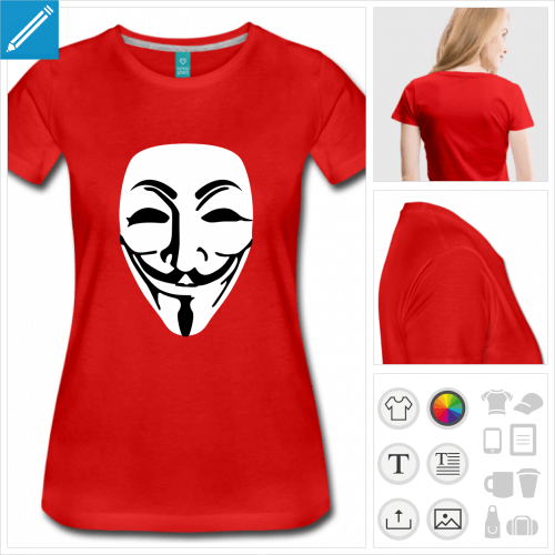 t-shirt manches courtes guy fawkes  imprimer en ligne