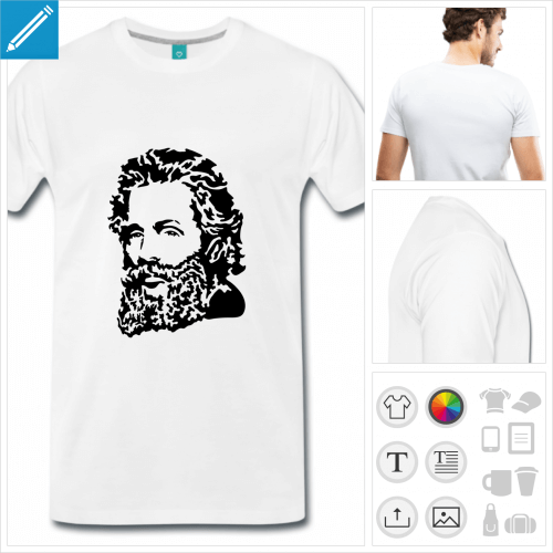 T-shirt Melville, auteur de Moby Dick. Personnalisez votre t-shirt crivain.