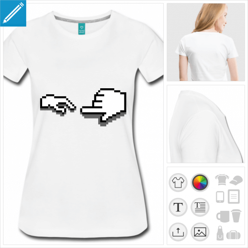 t-shirt femme Pixel art personnalisable, impression  l'unit