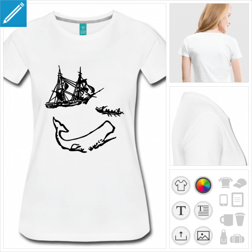 t-shirt manches courtes baleine moby dick  crer soi-mme