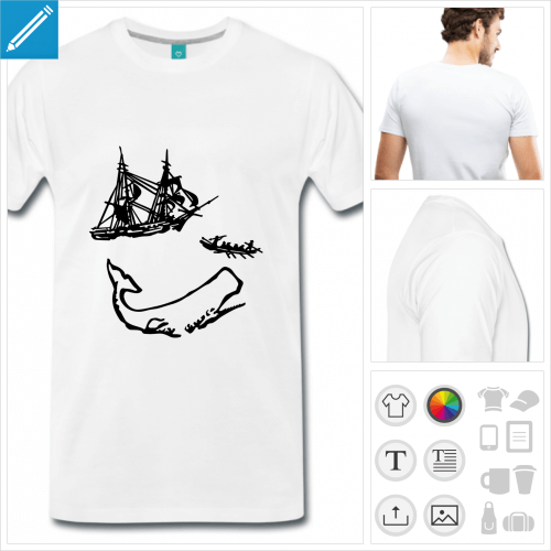 t-shirt blanc moby dick  crer en ligne