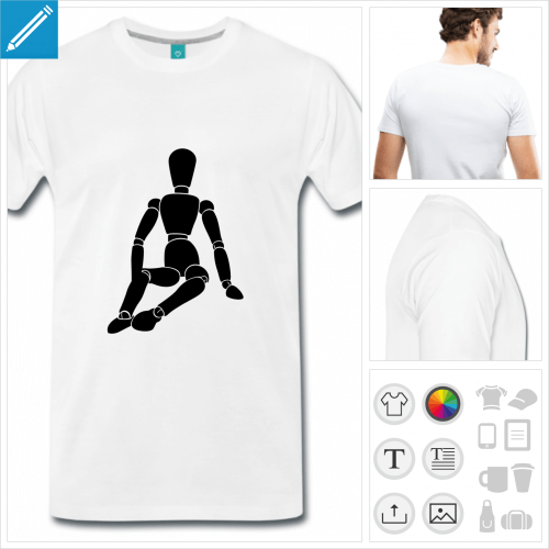 T-shirt modle  dessin, mannequin ocedar assis  imprimer en ligne.