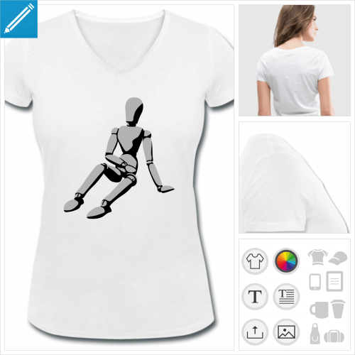 t-shirt femme basique bonhomme personnalisable