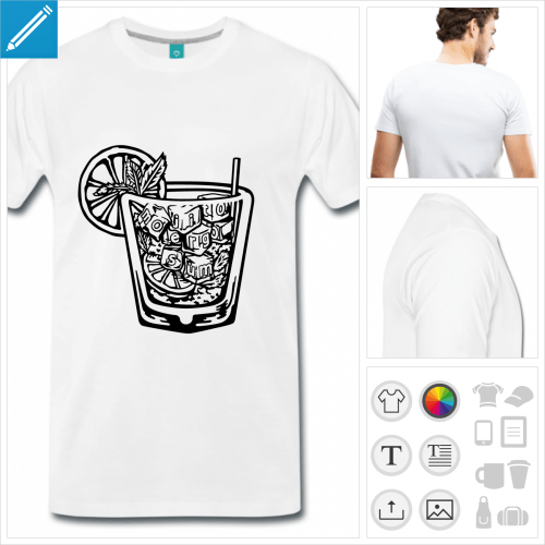 T-shirt mojito, blague mojito ergo sum  imprimer en ligne pour l'apro.