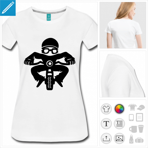 T-shirt motard rigolo pour femme,  personnaliser et imprimer en ligne.