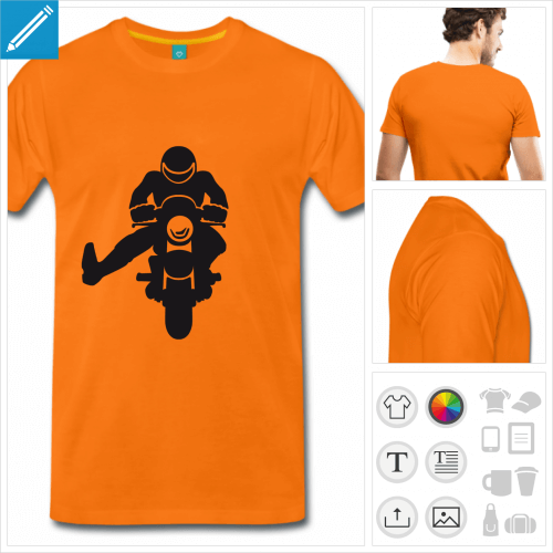 T-shirt motard  la jambe leve en signe de remerciement,  personnaliser.