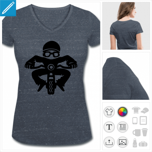 t-shirt col en v motard rigolo  imprimer en ligne