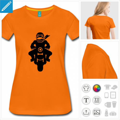 t-shirt femme manches courtes motard  crer en ligne