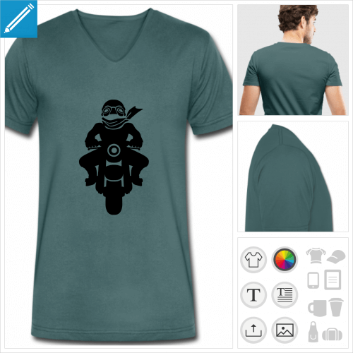 t-shirt col v biker  personnaliser