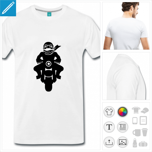 T-shirt moto, motard vintage  lunettes et casque retro  imprimer en ligne.