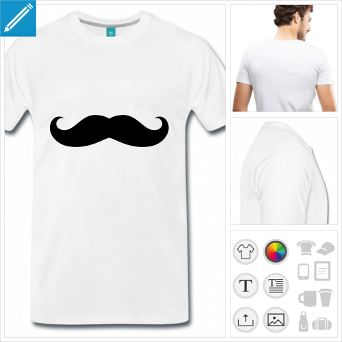 T-shirt moustache  personnaliser et imprimer en ligne.