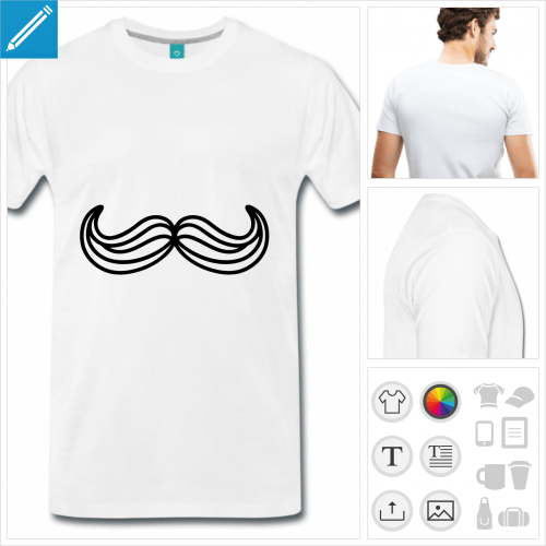 T-shirt moustache à imprimer en ligne, moustache à traits de Mr. Pringles.