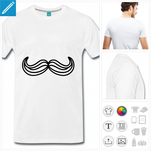 T-shirt moustache  imprimer en ligne, moustache  traits de Mr. Pringles.