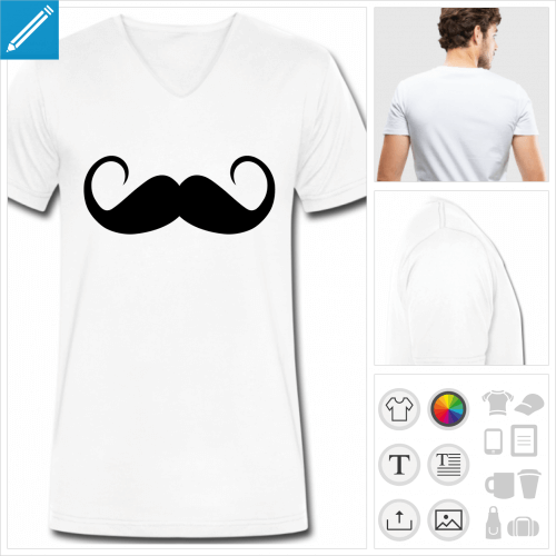 tee-shirt moustache  personnaliser, impression unique