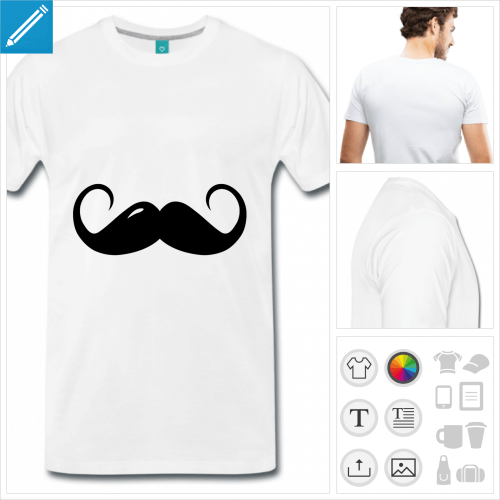 T-shirt moustache à boucles ultra fines fantaisie.