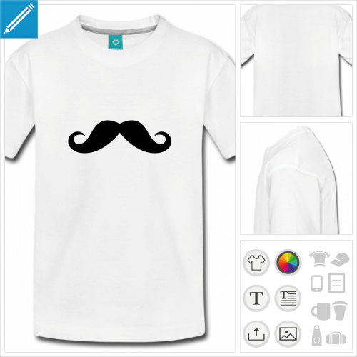 t-shirt simple moustache drôle à personnaliser