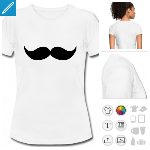 t-shirt femme moustache indienne à personnaliser et imprimer en ligne
