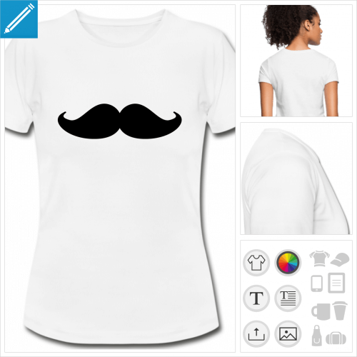 t-shirt blanc moustache personnalisable