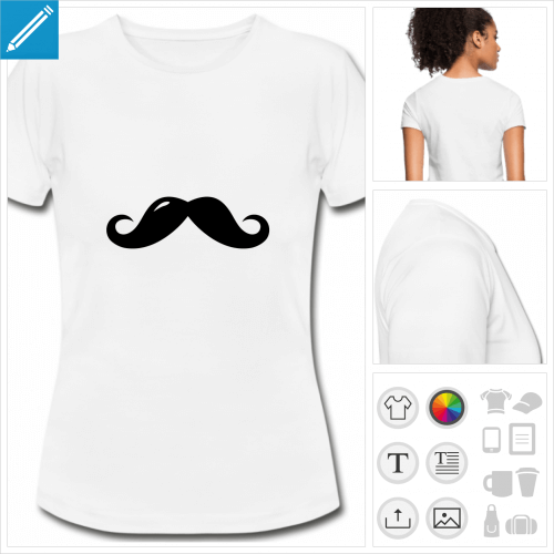 t-shirt femme moustache british  personnaliser et imprimer en ligne