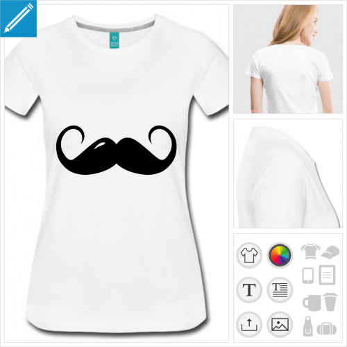 t-shirt manches courtes moustache rigolote  crer en ligne