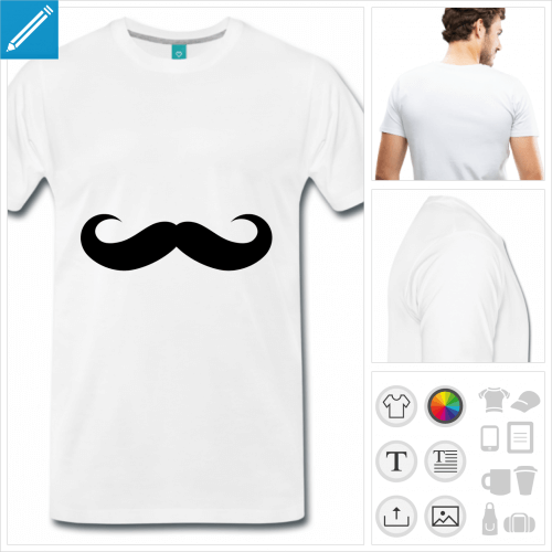 T-shirt moustache  boucles rondes  imprimer en ligne.