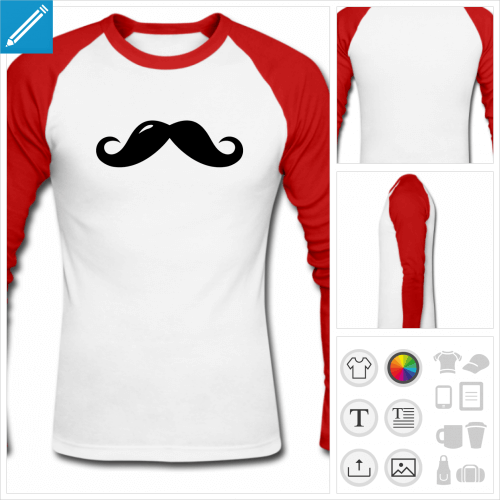 t-shirt moustache anglaise  personnaliser, impression unique