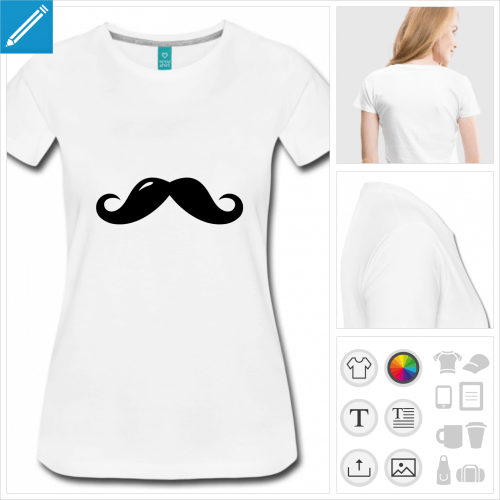 t-shirt manches courtes moustache british  personnaliser en ligne