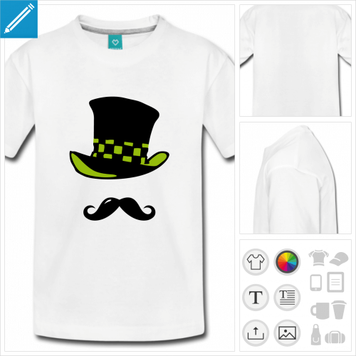 t-shirt adolescent moustache chapeau à imprimer en ligne