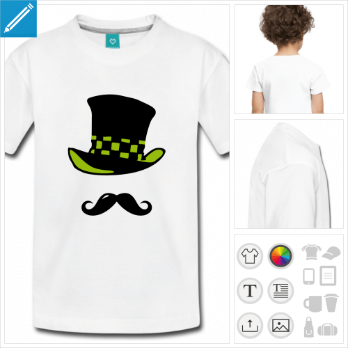 t-shirt enfant moustache chapeau personnalisable