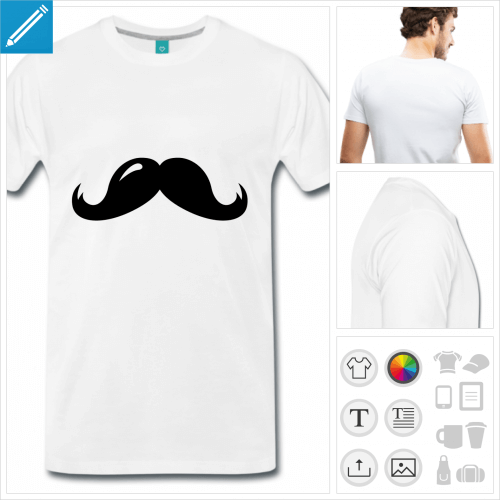 T-shirt moustache ébouriffée épaisse à imprimer en ligne.