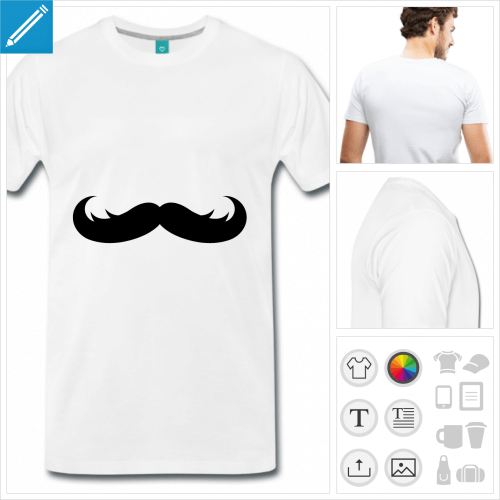 T-shirt moustache ébouriffée à pics rigolos. Imprimez un t-shirt moustache personnalisé.
