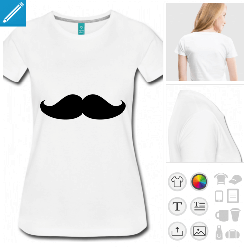 T-shirt moustache fantaisie aux boucles en pointe  imprimer en ligne.