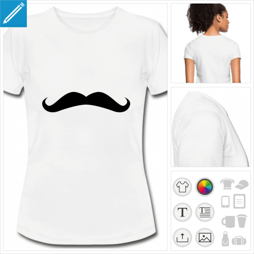 t-shirt blanc moustache française à créer en ligne