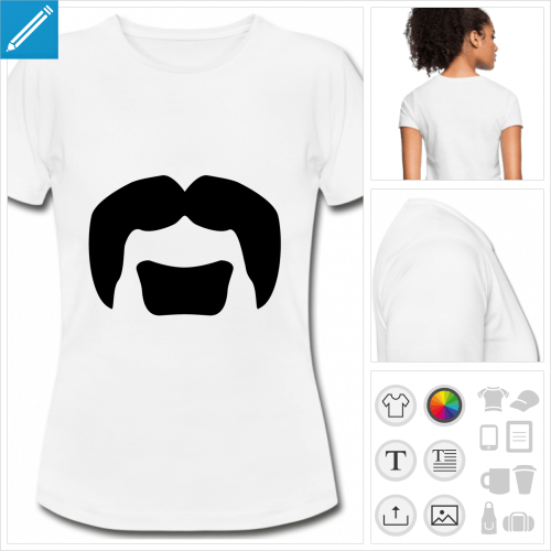 t-shirt simple moustache hipster à personnaliser et imprimer en ligne