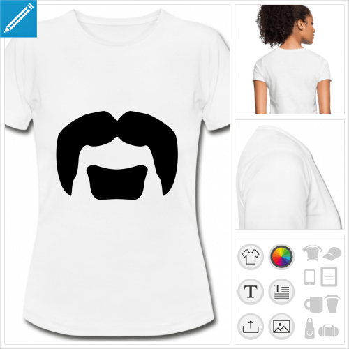 t-shirt simple moustache hipster  personnaliser et imprimer en ligne