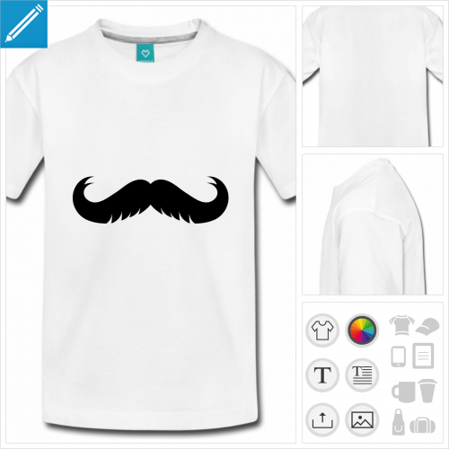 t-shirt basic moustache rigolote personnalisable