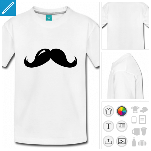 t-shirt pour ado moustache épaisse à créer en ligne