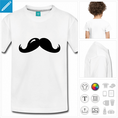 t-shirt blanc simple moustache épaisse à personnaliser en ligne