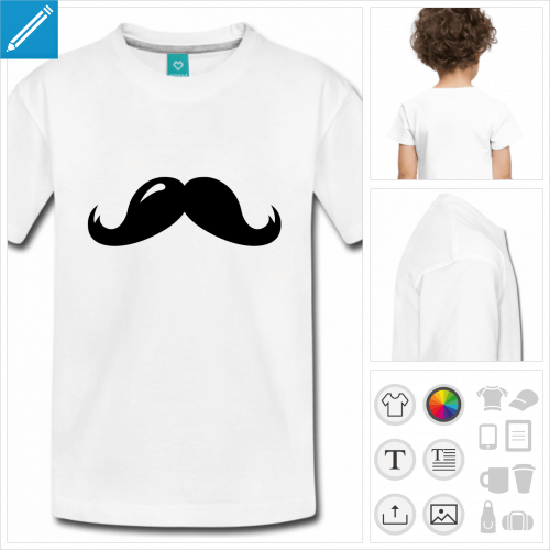 t-shirt blanc simple moustache paisse  personnaliser en ligne